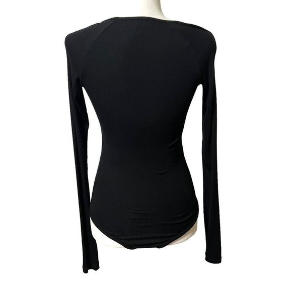 Alix Nyc Ribbed Bodysuit Black Long-Sleeve Soft Henley Size XSmall NWOT - Picture 13 of 14
